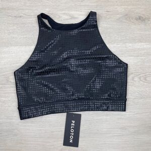 Peloton Show Up High Neck Sports Bra Womens Small Black Digital Foil